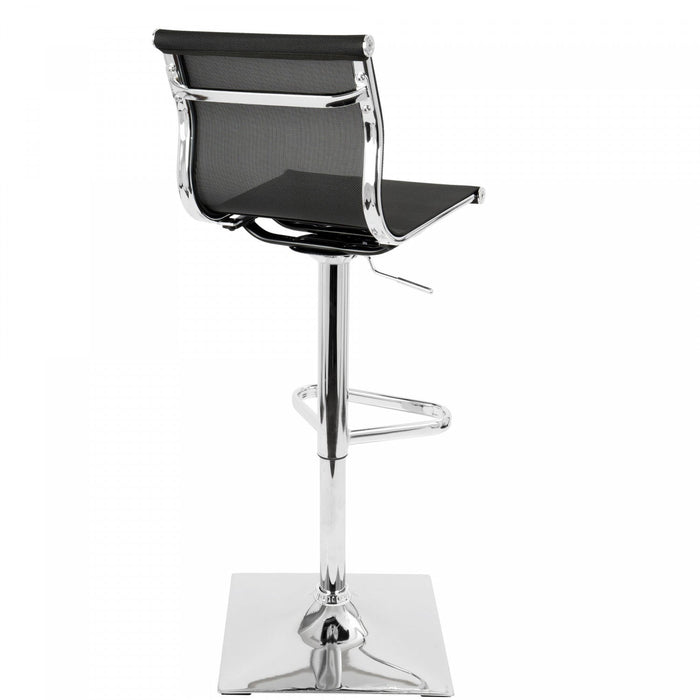 LumiSource Mirage Fabric Contemporary Adjustable Barstool with Swivel - Black