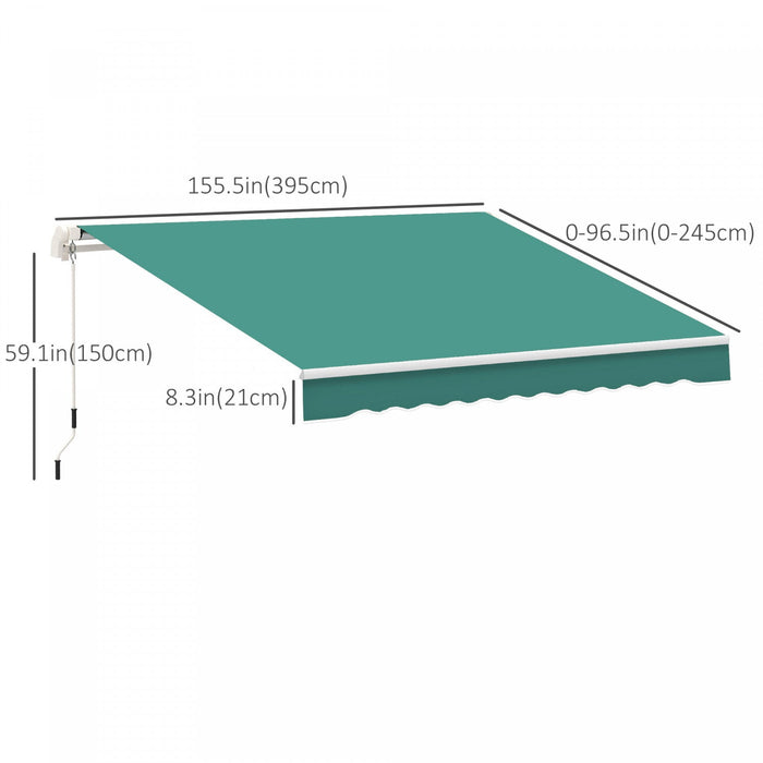 Outsunny 13' X 8' Manual Retractable Patio Awning Sun Shade Outdoor Deck Window Door Canopy Shelter 