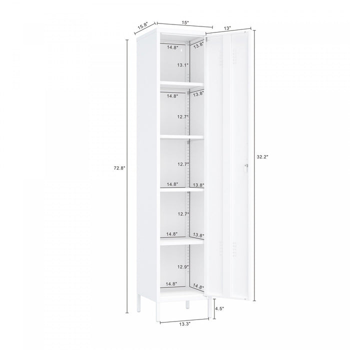 Naomi Modern 15\" Metal Storage Cabinet in White Armoire 