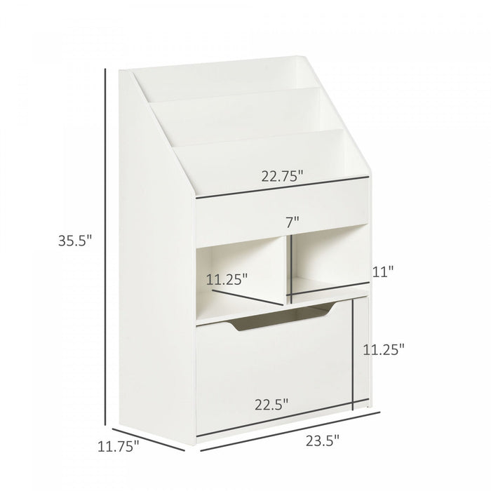 Homcom Kids Bookcase Multi-shelf Rack Organizer With Storage Drawer For Books For Reading Nook, Clas