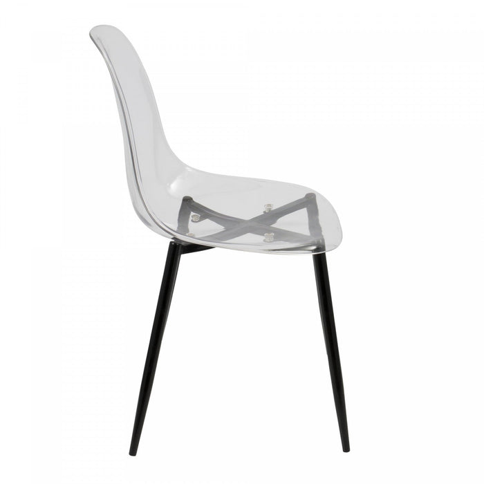 LumiSource Clara Black Clear Mid-Century Modern Dining Accent Chair - Set of 2