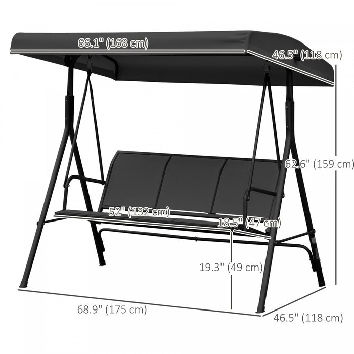 Outsunny 3-seater Swing Chair Covered, Black