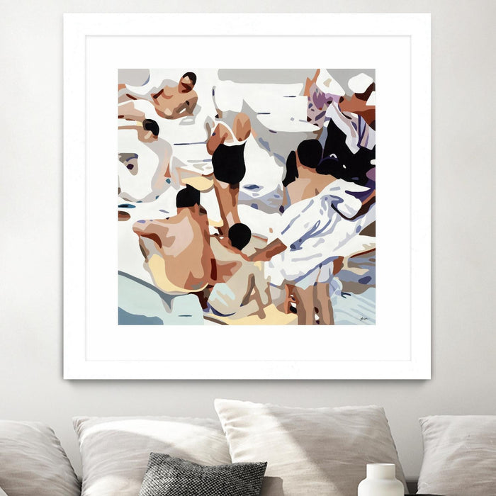 \"Tammy & Greg's Pool Party\" Matted and Framed White 30x30 Wall Art