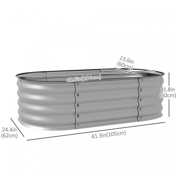 Outsunny 3.4' X 2' X 1' Galvanized Raised Garden Bed Kit, Metal Elevated Planter Box With Safety Edg