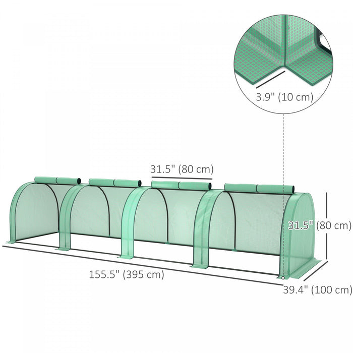 Outsunny Mini Tunnel Greenhouse With Pe Cover Garden Green Grow Shed, Green