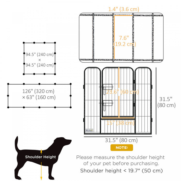 Pawhut Dog Playpen, Heavy-duty Metal Puppy Play Pen, Pet Exercise Fences For Outside And Indoor, Diy