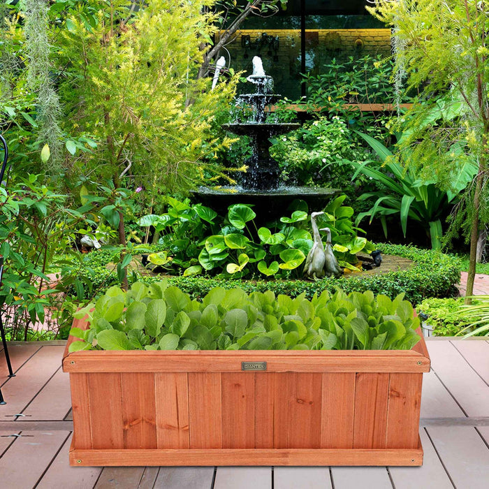 Costway 28 Inch Wooden Flower Planter Box Garden Yard Decorative Window Box Rectangular