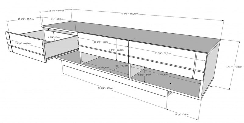 Nordika Stereo 72\" TV Stand - Black 