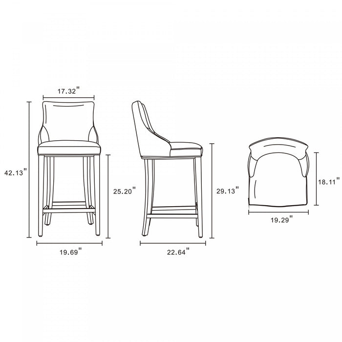 Shubert Modern Wood Upholstered Barstool in Tan - Set of 2 