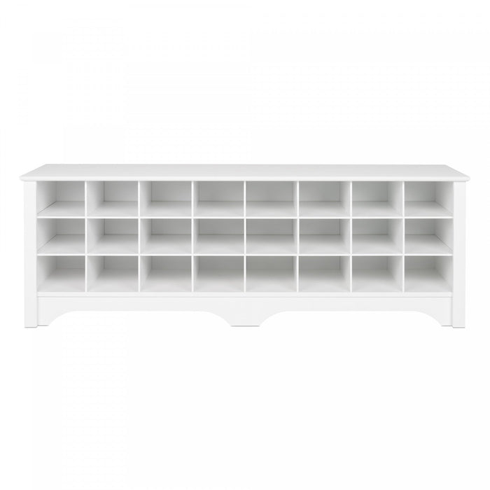Twenty-Four Pair Shoe Storage Cubby Bench - White