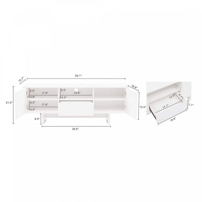 Ella Modern 59\" TV Stand in White 