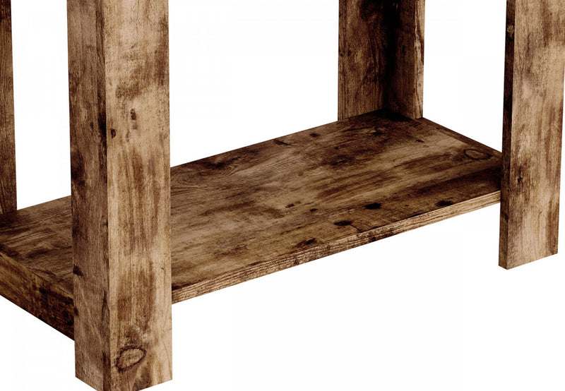 24” Classic Narrow Accent Table With Hidden Storage and Lower Shelf - Brown Reclaimed Wood 