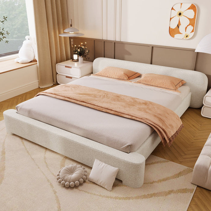 Joyce Comfortable and Stylish Bedroom Upholstered Bed,King Size,White King Bed  