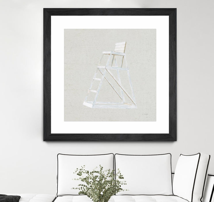\"Serene Seaside Ii Tan\" Matted and Framed Black 30x30 Wall Art