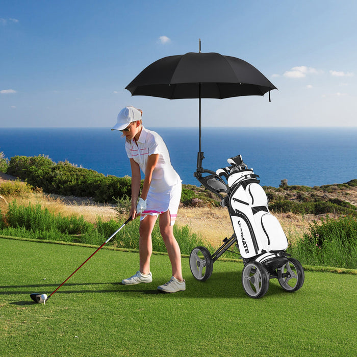 Goplus Folding 4 Wheels Golf Push Cart W/brake Scoreboard Adjustable Handle Gray