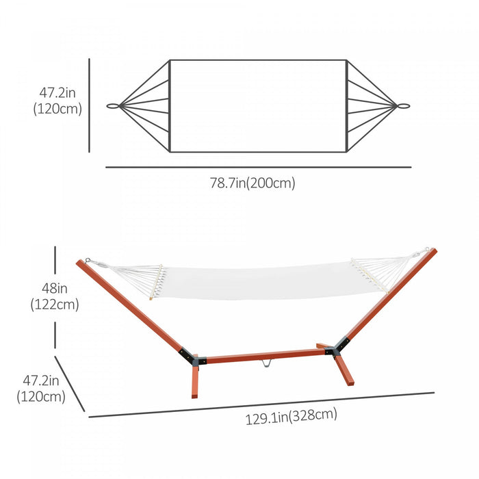 Outsunny 130\" X 47\" Hammock With Stand, Outdoor Hammock Camping Bed, Freestanding Lounge Chair With 