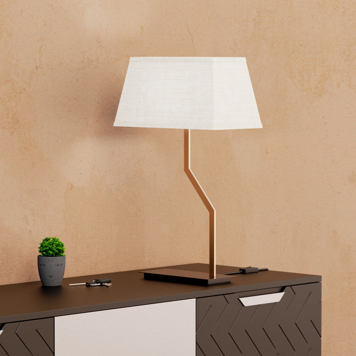 25\" Gold Angled Brass Table Lamp with Texxtured Shade 