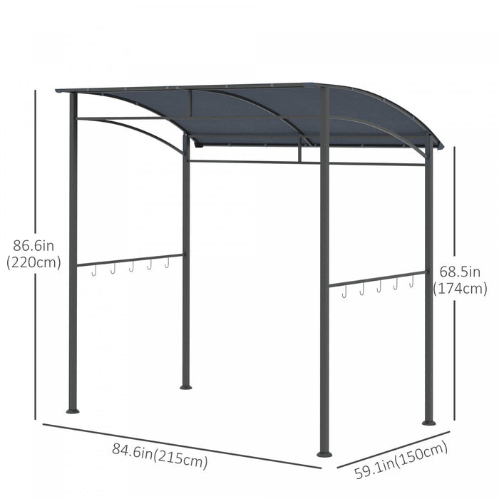 Outsunny 7' X 5' Bbq Grill Gazebo Tent Garden Grill Metal Frame And Canopy With Hooks Outdoor Sun Sh