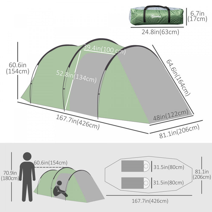 Outsunny Camping Dome Tent W/ Vestibule For 2-3 Person With Weatherproof Screen Room Vestibule Backp