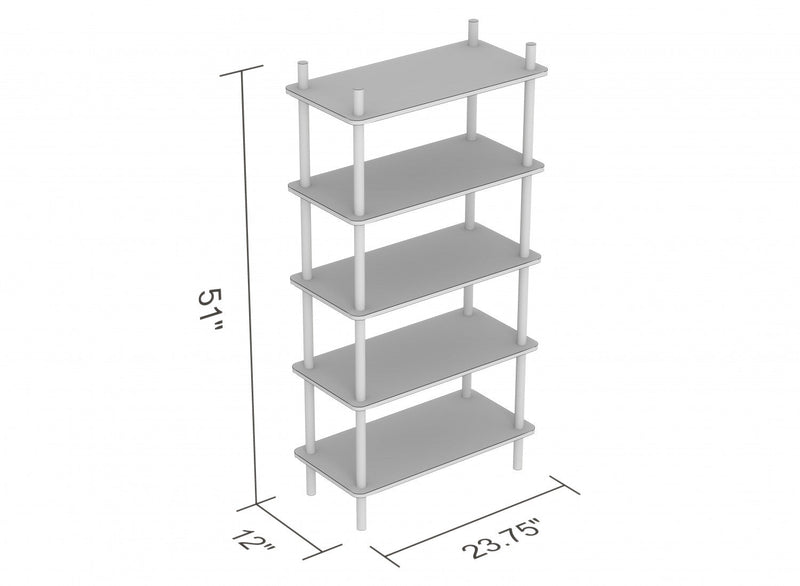 52” Open Bookcase With 5 Shelves - Natural 