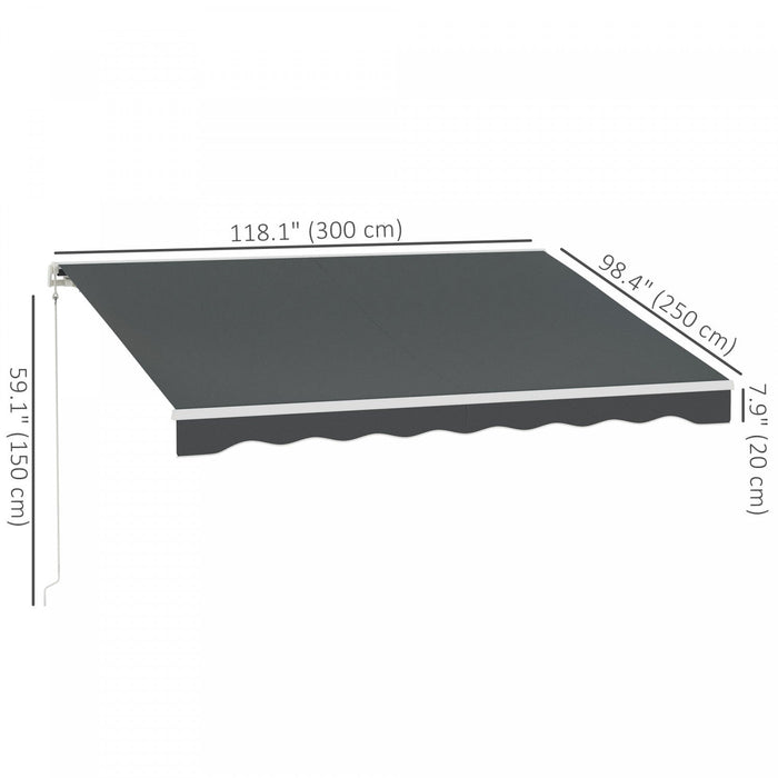 Outsunny 10' X 8' Electric Retractable Awning W/ Remote Controller, Grey