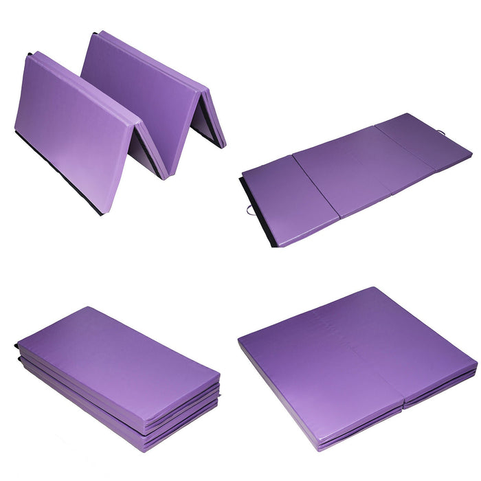 Soozier 4ftx8ftx2inch Pu Cuir Gymnastique Tumbling Gym Mat Arts Pliant Yoga Exercice Pad 4 Panneau (