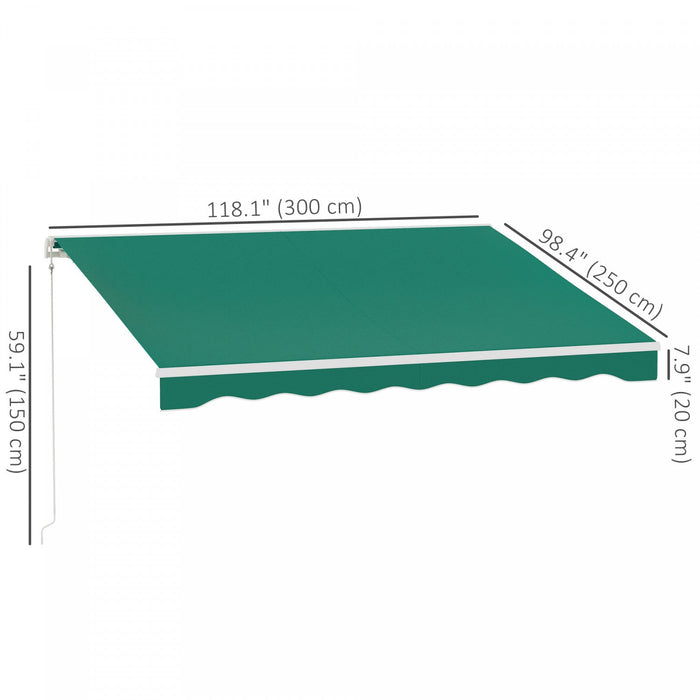 Outsunny 10' X 8' Electric Retractable Awning W/ Remote Controller, Green