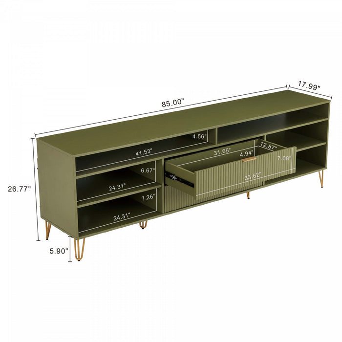 Dumbo Modern 85\" Fluted TV Stand in Olive Green 