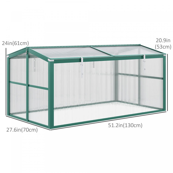 Outsunny Aluminium Cold Frame Greenhouse Garden Portable Raised Planter With Openable Top For Indoor