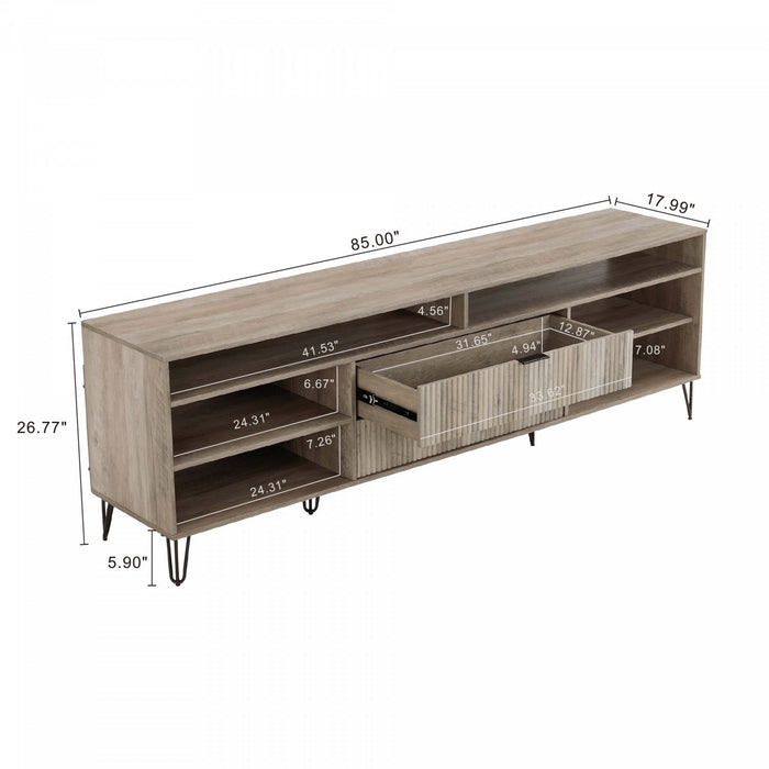 Dumbo Modern 85\" Fluted TV Stand in Golden Brown 