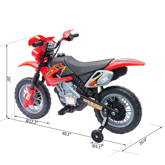 Aosom 6v Electric Kids Powered Ride-On Motorcycle Powered Dirt Bike Battery Scooter With Training Wh