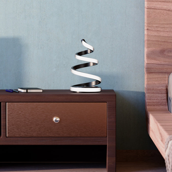 16\" Matte Black Spiral LED Table Lamp 