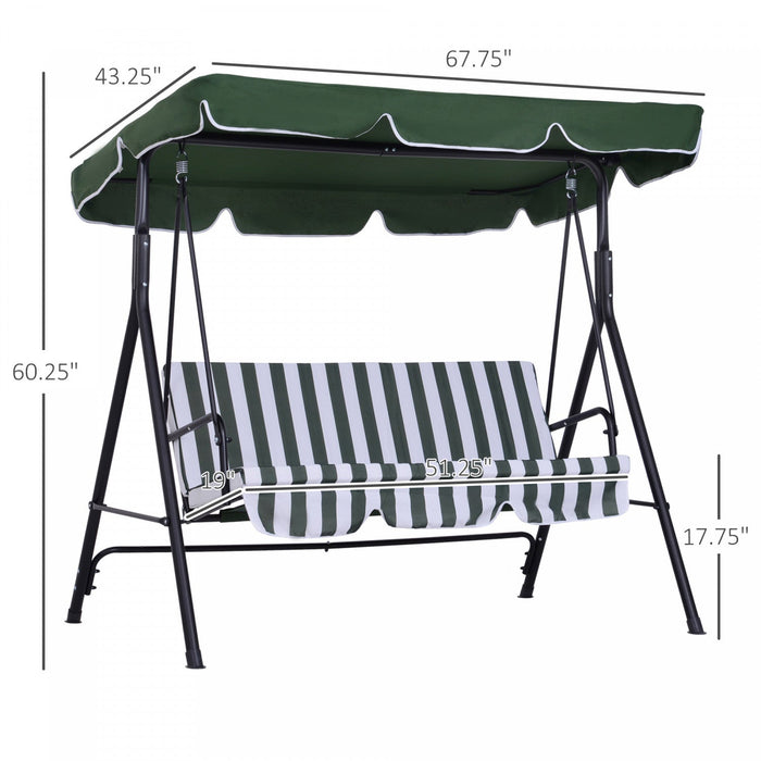 Outsunny 3-seat Patio Swing Chair, Outdoor Porch Swing Glider With Adjustable Canopy, Removable Cush