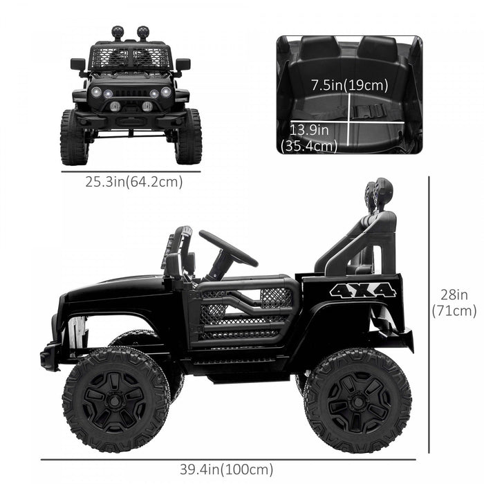 Aosom 12v Ride On Car Off Road Truck For Kids Suv Electric Battery Powered With Remote Control, Adju