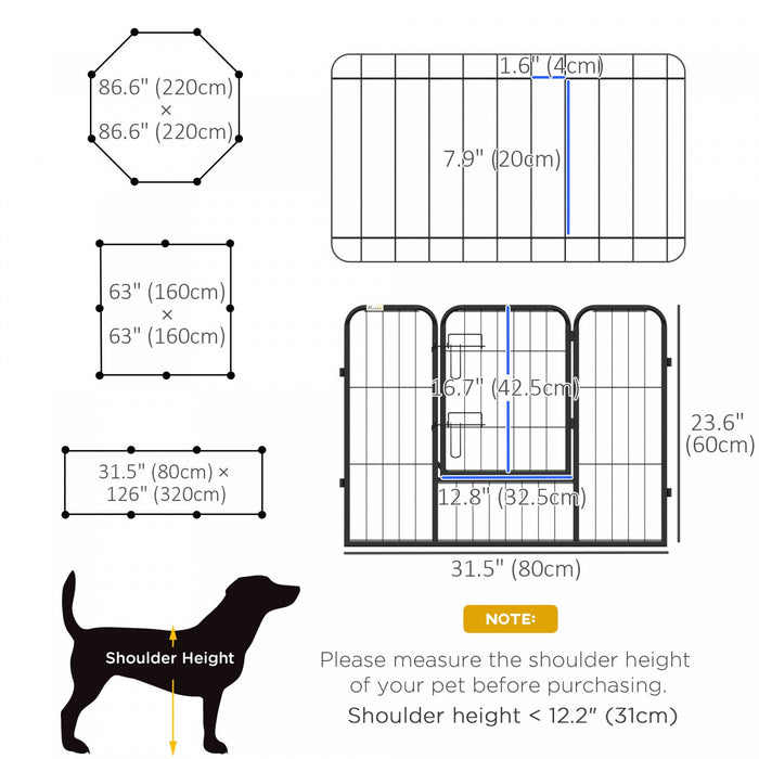 Pawhut Dog Playpen, Heavy-duty Metal Puppy Play Pen, Pet Exercise Fences For Outside And Indoor, Diy