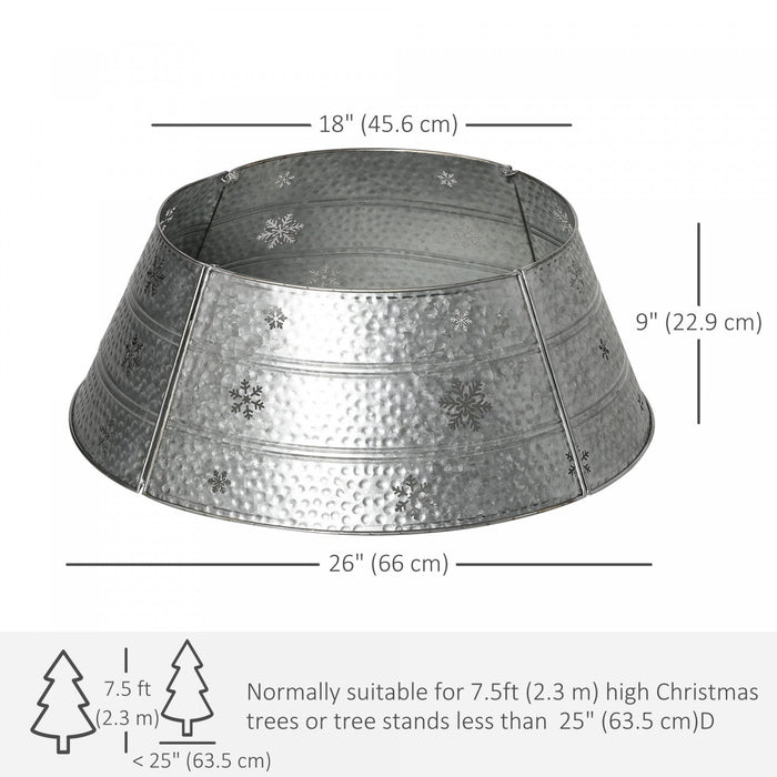 Homcom 26\" Christmas Tree Collar With Hollow Snowflake Patterns Silver