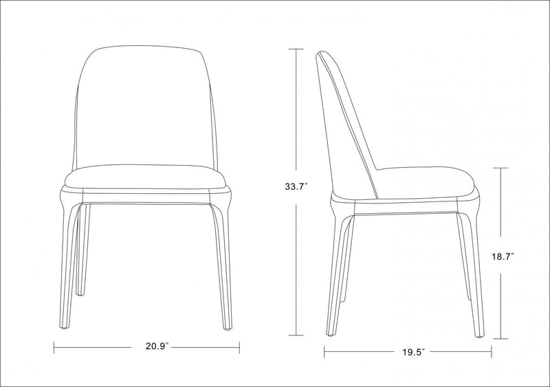 Courding Modern Vegan Leather Wood Dining Chair in Tan - Set of 2 