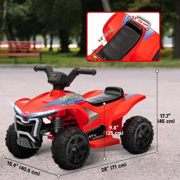 Qaba Kids Atv, 6v Battery Powered Ride-On Electric Vehicle With 1.6mph Max Speed, Headlights, Music,