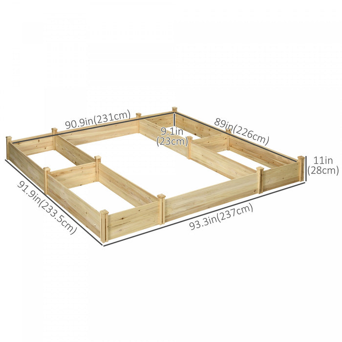 Outsunny Diy Five-box Raised Garden Bed, Wooden Planters For Outdoor Plants, Vegetables, Flowers, He