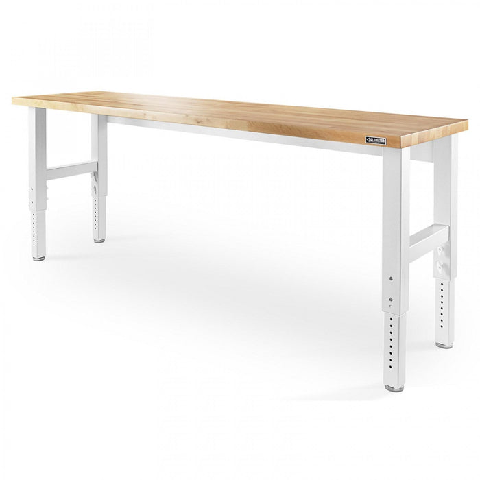 Gladiator 8' Adjustable Height Hardwood Workbench - Hammered White