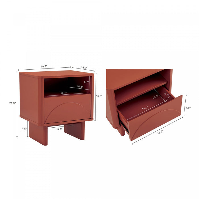 Ella Modern 20\" Nightstand in Terracotta (1-Drawer) 