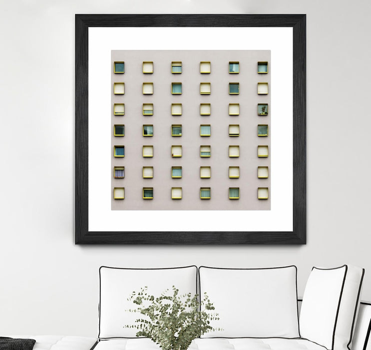 \"Windows Ii\" Matted and Framed Black 36x36 Wall Art