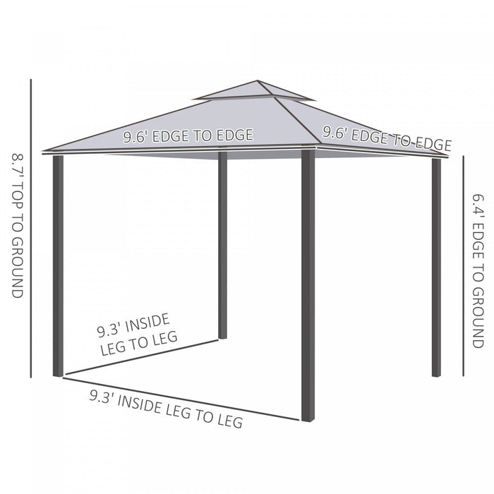 Outsunny 9.6' X 9.6' Patio Gazebo Outdoor Pavilion 2 Tire Roof Canopy Shelter Garden Event Party Ten