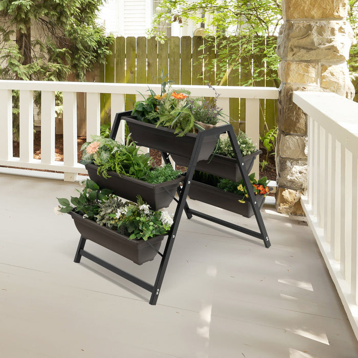 Costway 31"h Raised Garden Bed 3-tier Vertical Planter W/5 Plant Boxes Indoor Outdoor