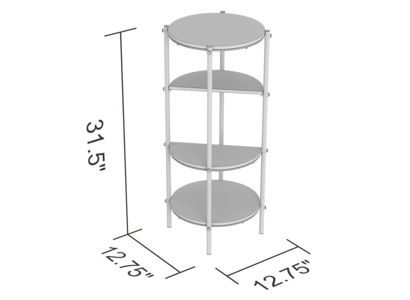 End Table With 4 Tier Etagere Shelf - Brown Reclaimed Wood 