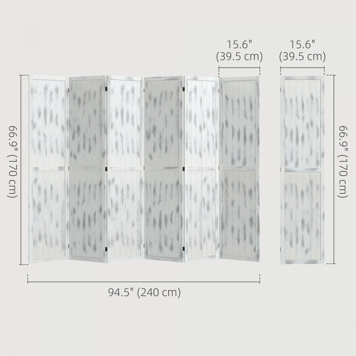 Homcom 5.5' 6 Panel Room Divider Folding Privacy Screen Panels, White