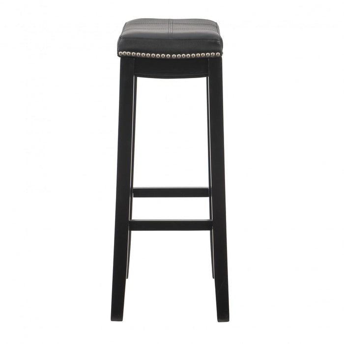 Claridge Faux Leather Backless Barstool - Black