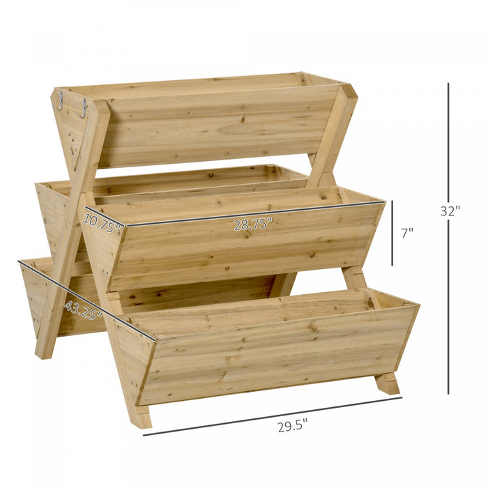 Outsunny Raised Garden Bed Wood, Freestanding Planter Stand With 5 Planting Boxes And 4 Hooks, Good 