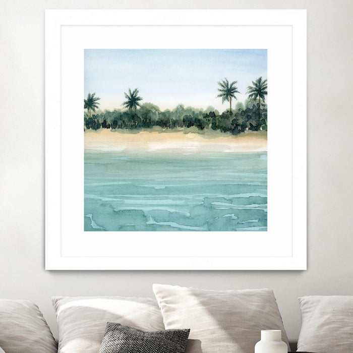 \"Paradis Ii\" Matted and Framed White 36x36 Wall Art