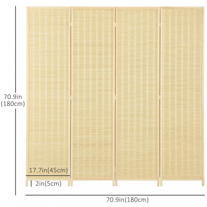 Homcom 6 Ft 4 Panel Room Divider Screens With Hand Woven Bamboo